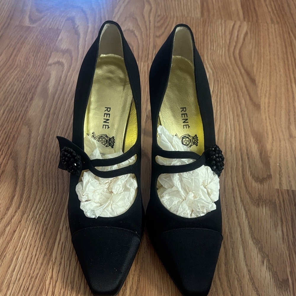 Neiman Marcus Black Heels with Embellished Strap